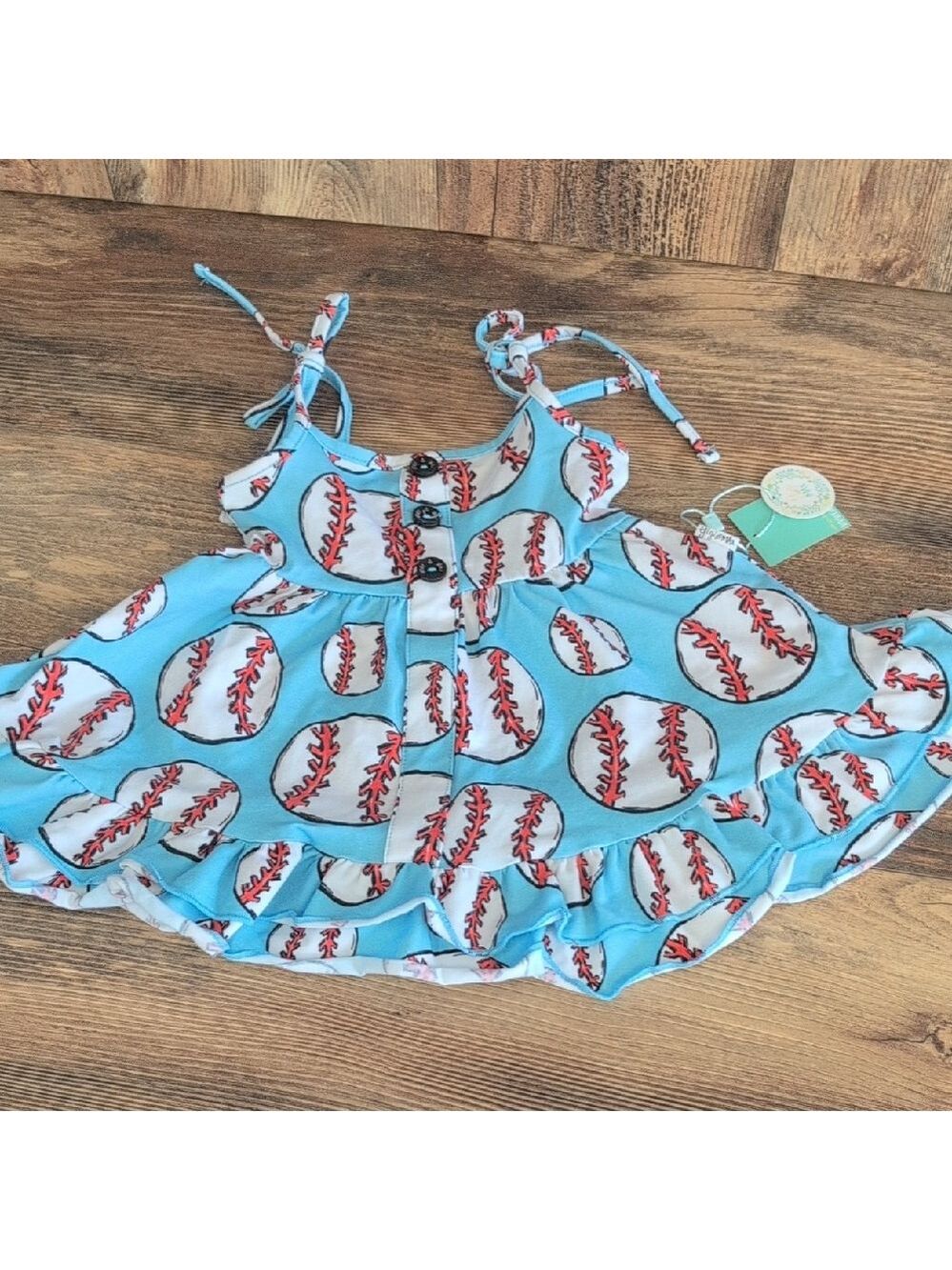 Gigi and Max Blue Baseball Print Infant Bambino Boutique Dress NWT 12MOS  806W